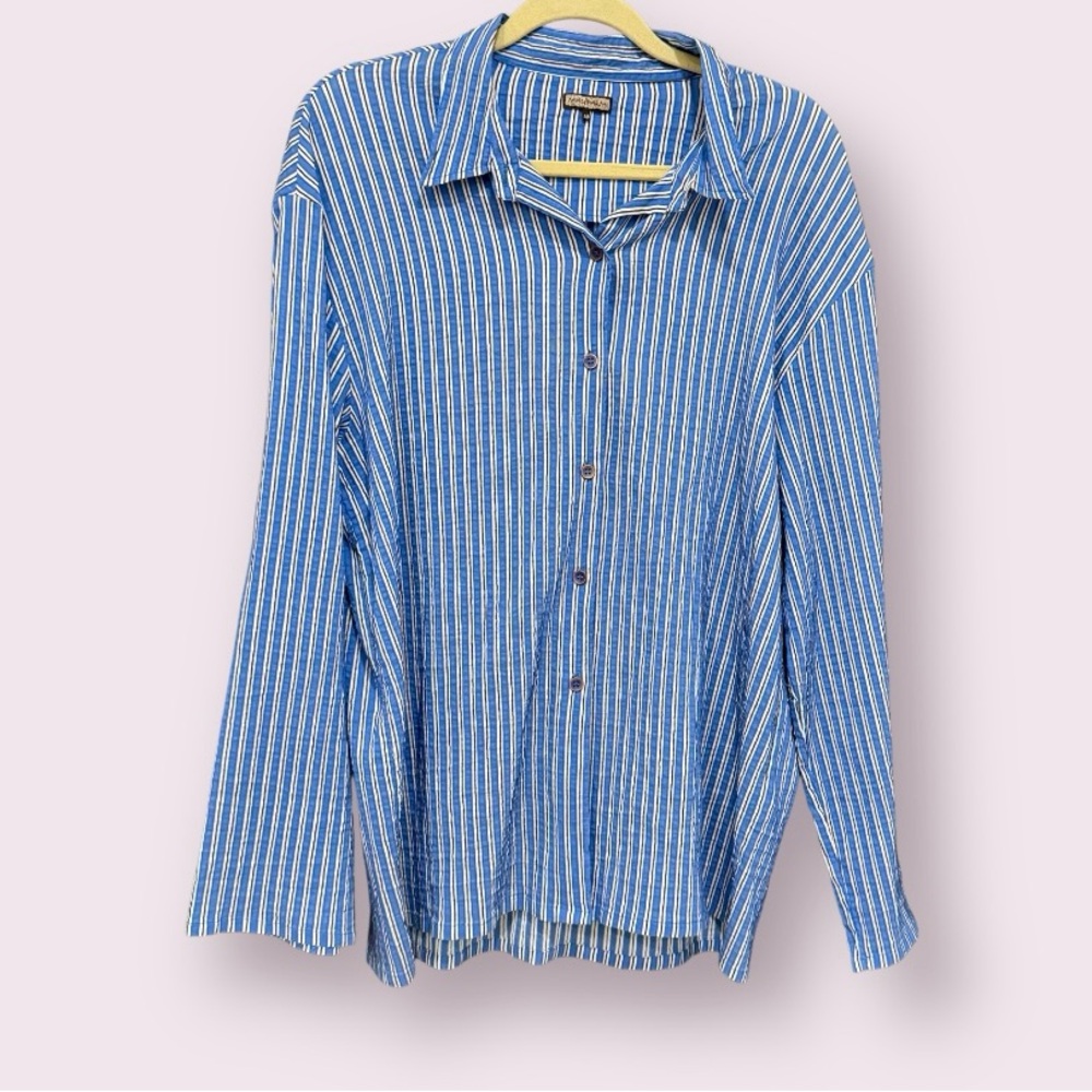 maliparmi blue strip button down shirt size 48 - US XL